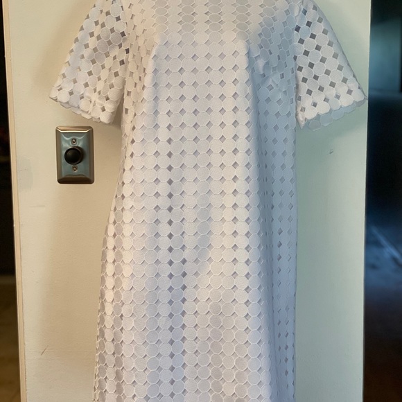 Banana Republic White Geometric Shift Dress Sz 10 - Picture 1 of 8
